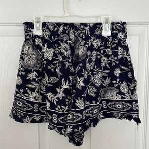 Navy Floral Pull On Shorts